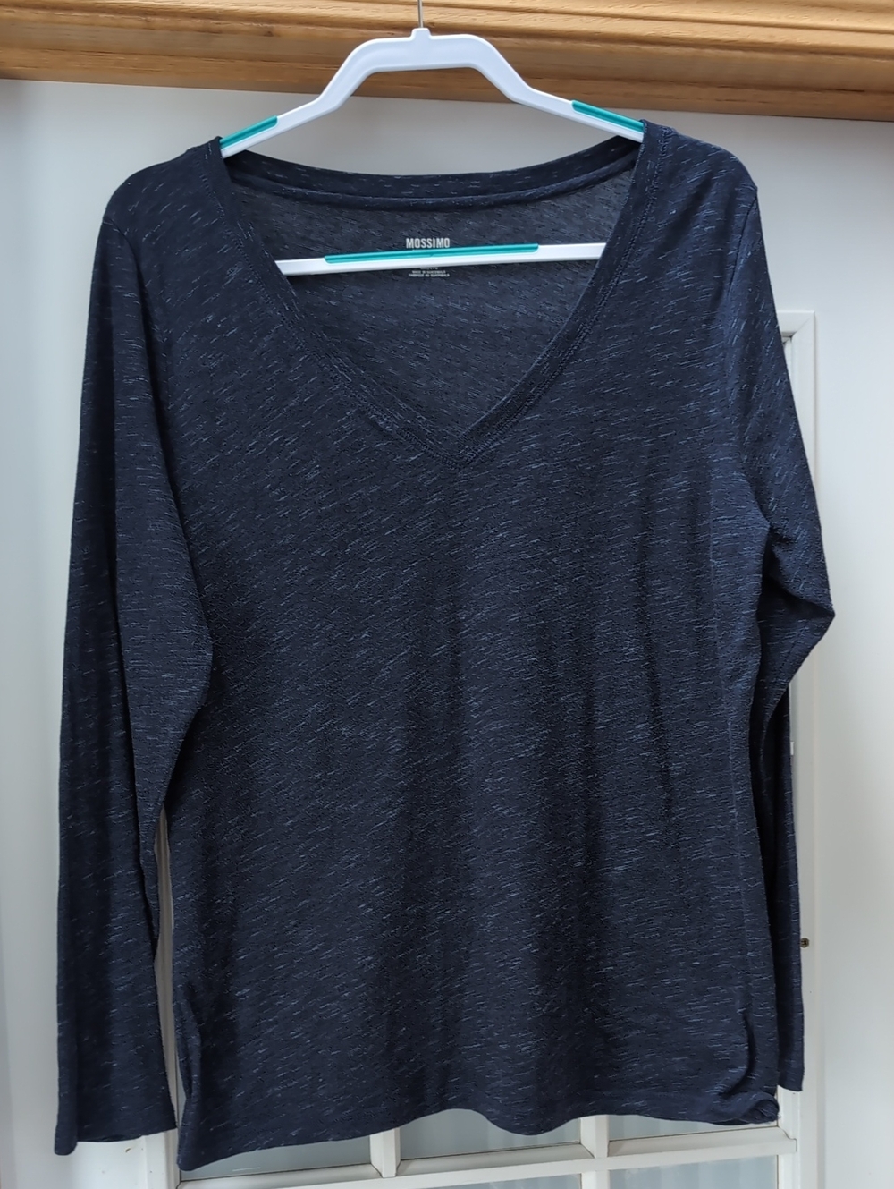 Mossimo Supply Co. Heather Blue V-Neck Long Sleeve Top